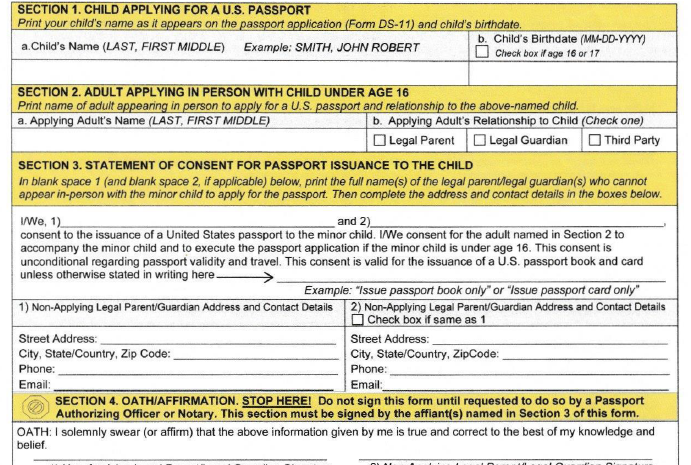  Assistance & Completion Services for Form DS-3053 (U.S. Passport Statement of Consent for Minors)
